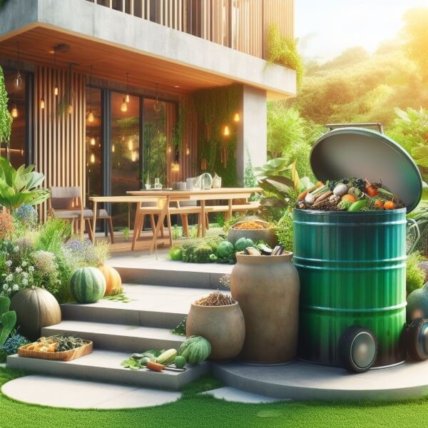 Kompost und Biomüll in verschiedenen Größen