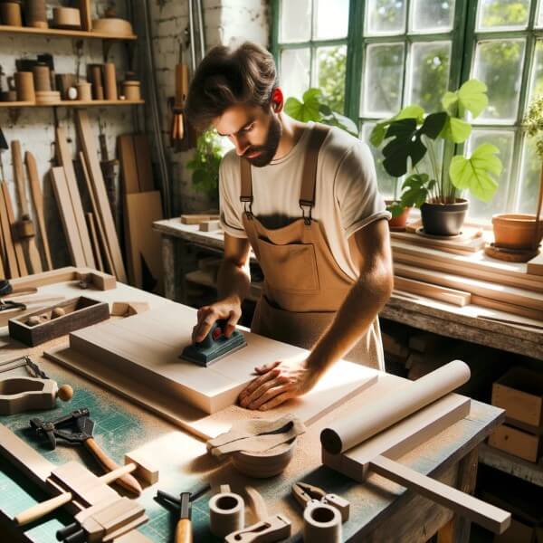 Lokales Handwerk als Schreiner in einer Holzwerkstatt