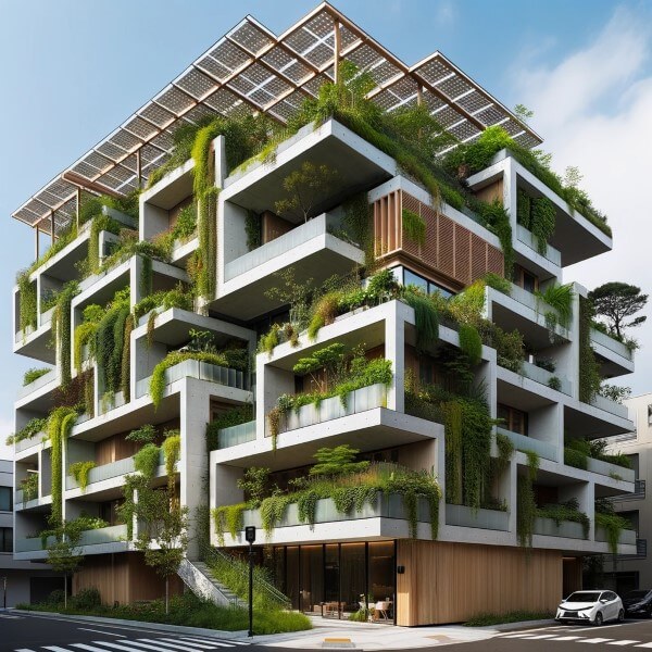 Modernes Haus aus nachhaltigen Baumaterialien