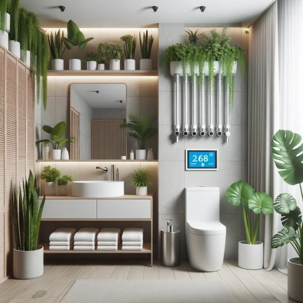 Modernes Badezimmer mit nachhaltiger Haustechnik