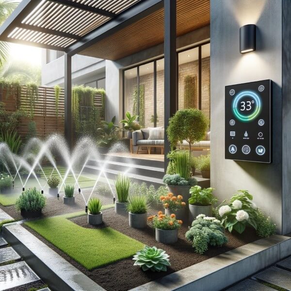 Garten mit Bildschirm für Smartes Bewässerungssystem