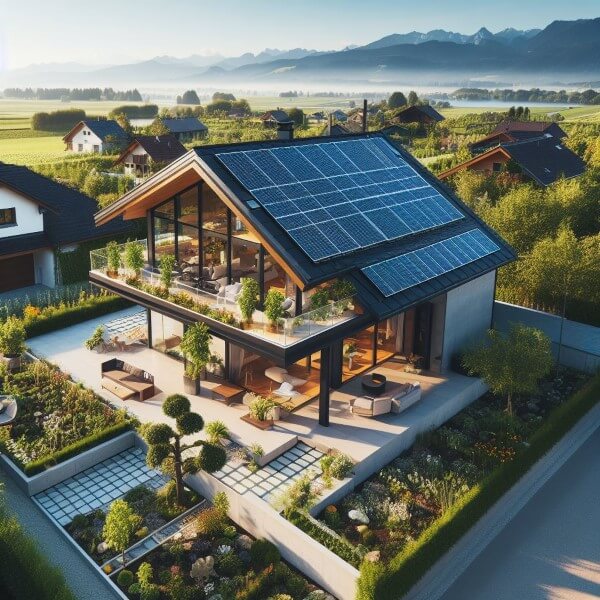 Solaranlage auf einem modernen Hausdach