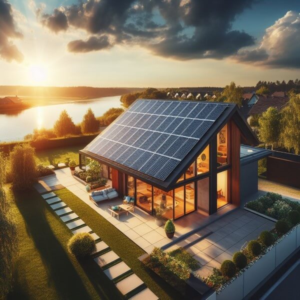 Solaranlage im Sonnenschein auf Smart Home